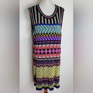 BRIGHT BASKET WEAVE PATTERN KNIT DRESS